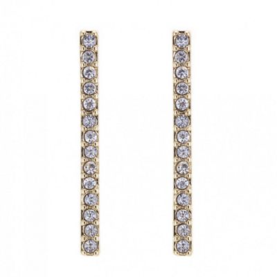 Gold pave stick drop earring